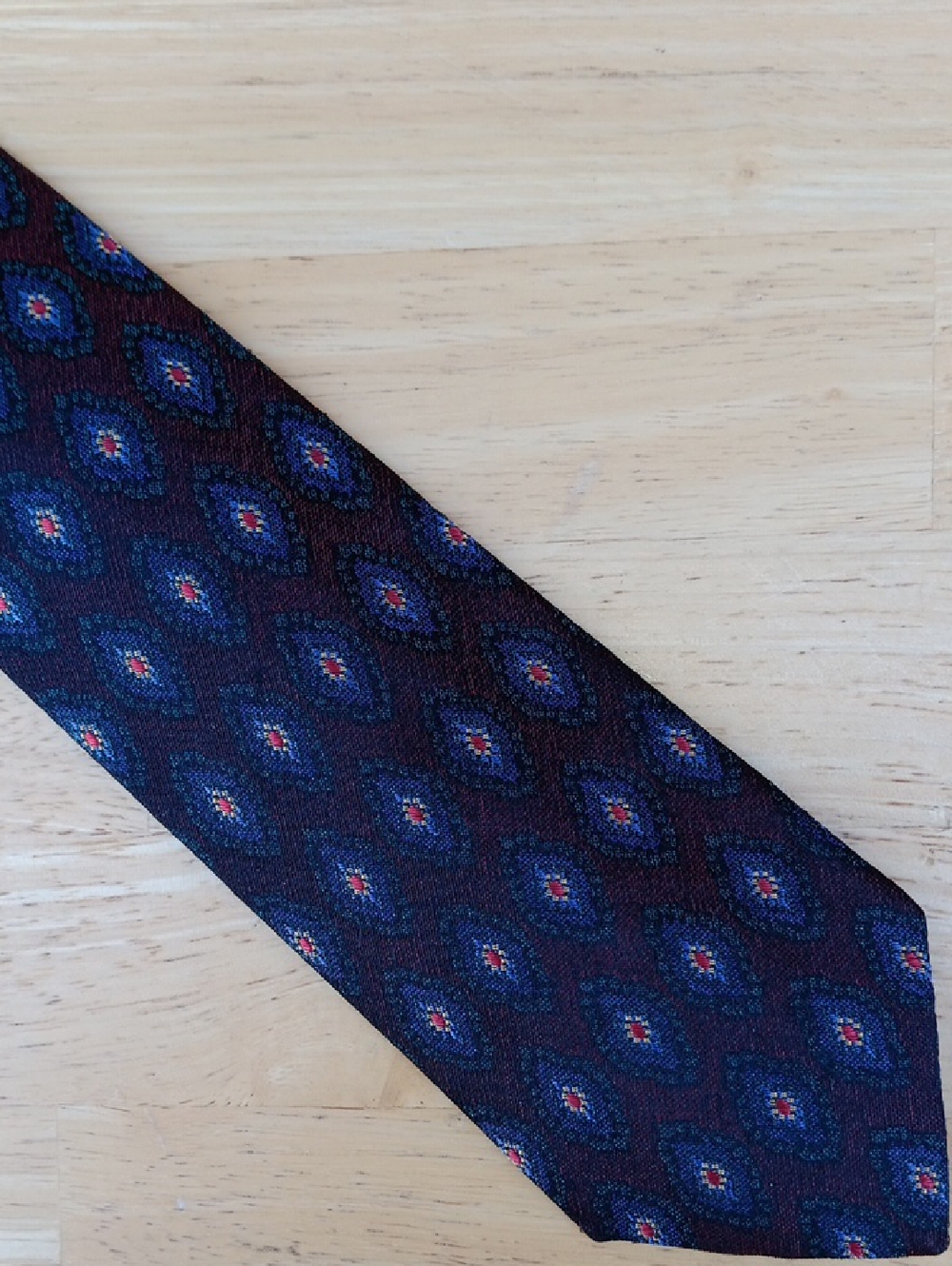 Altea Navy and Burgundy Geometric Silk Tie